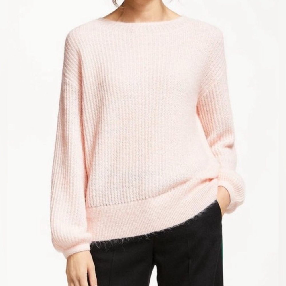 Boden Francesca Mohair Blend Knit Pullover Sweater in peachy light pink L
